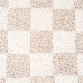 ベッド、ソファ、オフィス用の1枚の柔らかいフェザーヤーンで編まれたチェッカーボード柄の暖かいスローブランケット