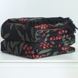 コットンスローブランケット 1枚 現代風 夏用クールキルト ソファ用スロー 多機能ベッドブランケット 199.9 x 229.87 cm サンザシのフルーツ柄