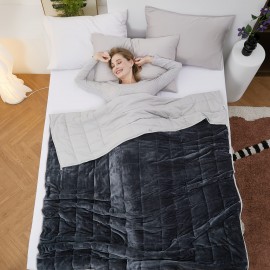 大人のための現代的な低刺激性 6.8KG 加重ブランケット、柔らかいフランネルと通気性のあるマイクロファイバー、洗濯機で洗える、ソリッドパターン、オールシーズンコンフォート、100% ポリエステル、63.5KG用のキルティングヘビーベッドブランケット