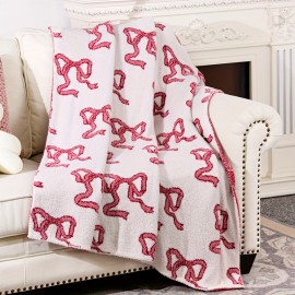 ふわふわで心地よいピンクの弓投げ毛布 - どんな季節にもぴったり