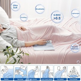 1枚 ダブルクーリングブランケット、ソフトアークチルQ-マックス>0.5、暖かい夜に体温を吸収して涼しく保つ、暑い寝心地のための薄手夏用スロー、通気性軽量ポータブル滑らかな耐久性シングルレイヤー 家庭・オフィス・旅行・車用