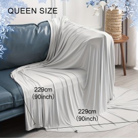 1枚 ダブルクーリングブランケット、ソフトアークチルQ-マックス>0.5、暖かい夜に体温を吸収して涼しく保つ、暑い寝心地のための薄手夏用スロー、通気性軽量ポータブル滑らかな耐久性シングルレイヤー 家庭・オフィス・旅行・車用