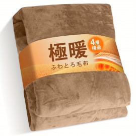 快適な4層冬用フランネルブランケット - 柔らかく、暖かく、吸湿性のあるマイクロファイバーで静電気防止＆無菌特性あり、ピリングなし、洗濯機可、グレーの幾何学模様、現代的なスタイル、洗濯機可布団 | 幾何学模様のブランケット | グレーフランネル素材