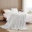 1pc コージーワッフル織りフランネルフリーススローブランケット - 超ソフト、暖かい、アレルギーフリー、洗濯機洗い可能、ソファやベッドに最適、コンテンポラリースタイル、オールシーズン、ホワイト