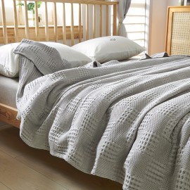 豪華な100%純ワッフル織りタオルブランケット - 柔らかく快適で通気性があり、ベッド、ソファ、または枕に最適 - 機械洗い可能、オールシーズン使用、ミックスカラー、ふわふわのテクスチャ、ホームデコレーション、ソファスロウ、またはコジーな昼寝に最適 - ワッフル織りタオル、多機能ベッドシーツ | コジーなベッドシーツ | ワッフル織りテクスチャ