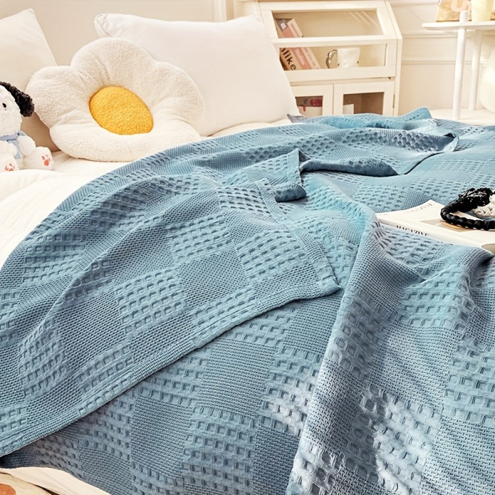 豪華な100%純ワッフル織りタオルブランケット - 柔らかく快適で通気性があり、ベッド、ソファ、または枕に最適 - 機械洗い可能、オールシーズン使用、ミックスカラー、ふわふわのテクスチャ、ホームデコレーション、ソファスロウ、またはコジーな昼寝に最適 - ワッフル織りタオル、多機能ベッドシーツ | コジーなベッドシーツ | ワッフル織りテクスチャ