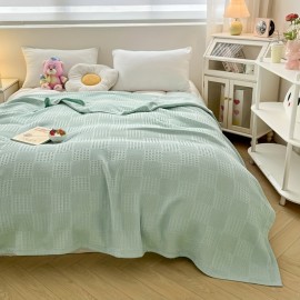 豪華な100%純ワッフル織りタオルブランケット - 柔らかく快適で通気性があり、ベッド、ソファ、または枕に最適 - 機械洗い可能、オールシーズン使用、ミックスカラー、ふわふわのテクスチャ、ホームデコレーション、ソファスロウ、またはコジーな昼寝に最適 - ワッフル織りタオル、多機能ベッドシーツ | コジーなベッドシーツ | ワッフル織りテクスチャ