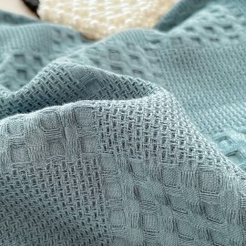 豪華な100%純ワッフル織りタオルブランケット - 柔らかく快適で通気性があり、ベッド、ソファ、または枕に最適 - 機械洗い可能、オールシーズン使用、ミックスカラー、ふわふわのテクスチャ、ホームデコレーション、ソファスロウ、またはコジーな昼寝に最適 - ワッフル織りタオル、多機能ベッドシーツ | コジーなベッドシーツ | ワッフル織りテクスチャ