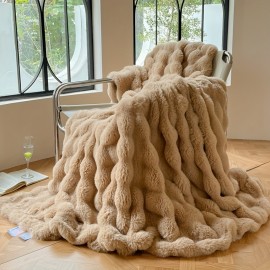 1枚 フェイク ラビットファー ブランケット 無地 フリース ブランケット 超ソフト 快適 暖かい ブランケット オールシーズン 一般 寝室 オフィス キャンプ 旅行 ホームデコレーションに適しています