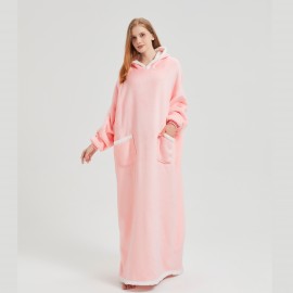 1枚 シンプル無地フリース レイジーペルソンヒュードブランケット 着用可能