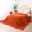 現代フランネルスローブランケット、スーパーラージなチェック柄、オレンジ、100%ポリエステル、300-350g/㎡、ニット生地、印刷なし、家族、多目的、春のイベント用