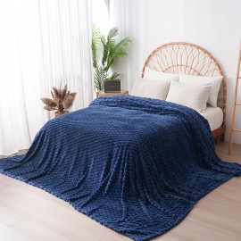 現代フランネルスローブランケット、スーパーラージなチェック柄、オレンジ、100%ポリエステル、300-350g/㎡、ニット生地、印刷なし、家族、多目的、春のイベント用