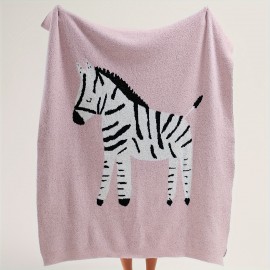 1pc ゼブラ漫画厚いハーフベルベットニットブランケットソファカバーブランケットショールブランケットピクニック屋外ブランケット