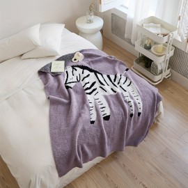 1pc ゼブラ漫画厚いハーフベルベットニットブランケットソファカバーブランケットショールブランケットピクニック屋外ブランケット
