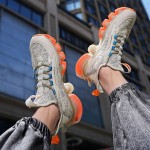 Men'Sトレンディブレードスニーカー - コンフォートなニットアスレチックシューズ、ゴムソール、通気性のあるメッシュ＆EVAインソール、カジュアルストリートウェア用のレースアップ、オールシーズンフットウェア | スタイリッシュなコンフォート | コンフォートフィット