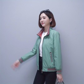 女性用スタイリッシュなネイビーブルージップアップジャケット、取り外し可能なフード付き - 春秋のカジュアル長袖アウター、ポリエステル生地、幾何学模様、ポケット付き、シックなジップアップジャケット | 耐久性に優れたポリエステル