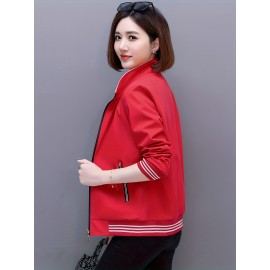 女性用スタイリッシュなネイビーブルージップアップジャケット、取り外し可能なフード付き - 春秋のカジュアル長袖アウター、ポリエステル生地、幾何学模様、ポケット付き、シックなジップアップジャケット | 耐久性に優れたポリエステル