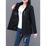 女性用軽量春ジャケット - スタンドカラー、ジッパーポケット、伸縮性カフス付きカジュアルオレンジ風切手、アウトドア活動、カジュアル外出用アパレル|スポーティ風切手|フルジップデザイン、風切手ジャケット