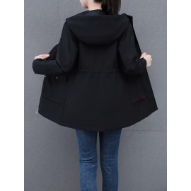 女性用軽量春ジャケット - スタンドカラー、ジッパーポケット、伸縮性カフス付きカジュアルオレンジ風切手、アウトドア活動、カジュアル外出用アパレル|スポーティ風切手|フルジップデザイン、風切手ジャケット