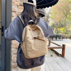 カレッジ、ハイキング、旅行用女性用軽量ナイロン製バックパック - カジュアルアウトドアデュアルストラップデイパック、ジッパークロージャー、クリーム/カーキ/ブラック色展開、トラベルバックパック|ミニマリストバックパック|軽量バックパック
