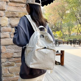 カレッジ、ハイキング、旅行用女性用軽量ナイロン製バックパック - カジュアルアウトドアデュアルストラップデイパック、ジッパークロージャー、クリーム/カーキ/ブラック色展開、トラベルバックパック|ミニマリストバックパック|軽量バックパック