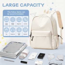 大学旅行用軽量ナイロン製スクールバックパック - 多機能コンパートメント＆クッション付きストラップ、男女兼用ミニマリストデザイン（高校、中学校、仕事用）耐久性のあるノートPCブックバッグ