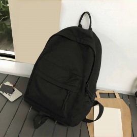 耐久性ポリエステル製バックパック、軽量で調節可能なストラップ、ジッパー付きラップトップコンパートメント - 学校、大学、旅行に最適 - 男女兼用のスリークブラックデザイン、学校用バックパック
