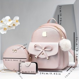 母の日ギフト ママ用バックパック ファミリーダブルショルダーバッグ 女性用シンプルでキュートなボウバッグ スクールバッグ おしゃれなレターデザイン ダブルショルダーパックスセット イースター