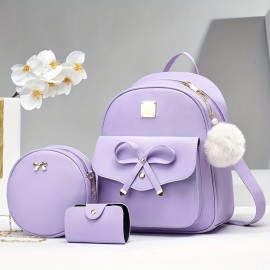 母の日ギフト ママ用バックパック ファミリーダブルショルダーバッグ 女性用シンプルでキュートなボウバッグ スクールバッグ おしゃれなレターデザイン ダブルショルダーパックスセット イースター