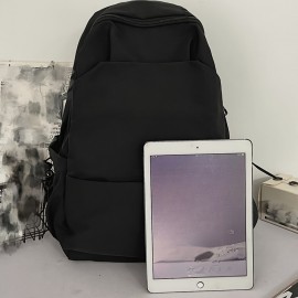 ナイロンカジュアルバックパック、軽量トラベルバックパック、大容量学生スクールバッグ、調節可能なショルダーストラップ、高校生に適しています、多用途のソリッドカラーバックパック、ラップトップバックパック