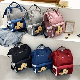(認可) [女性用バックパック] 1個 カートゥーンかわいいミッキーアイマップバックパック、大容量アウトドア登山オックスフォード布バックパック、複数の色が用意されています、誕生日ギフトとしては良い選択です。