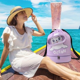 四季ユニバーサル - 高価な水泳バッグ乾/湿分離フィットネスバッグ旅行ポータブルバスバッグ大容量バックパック水泳ギア収納バッグ