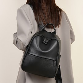 本物のレザーバックパック 女性用、調節可能なストラップ、複数のコンパートメント、カジュアルスタイル、ブラック、学校、仕事、旅行に最適、スクールショルダーバッグ | スリークな女性用バックパック | テクスチャード仕上げ、旅行用バックパック