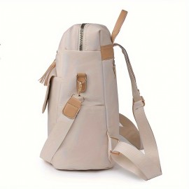 シックな大容量女性用バックパック - 多機能＆スタイリッシュ、調節可能なストラップ、ジップクロージャー、ナイロン、グレー/アイボリー/ブラックで利用可能
