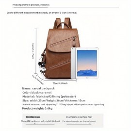 女性用韓国バージョン新しいファッションPUソフトトートバッグ、大容量、バックパック、ジッパークロージャー付き、ポリエステル裏地、手洗いのみ、ブラックとライトブラウンカラー