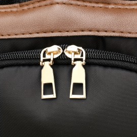 マスター レディース スタイリッシュなバックパック - 大容量、無地ブラックナイロン デイパック、ユーティリティポケット付き、ソフトシェルジップ付き通勤バッグ、カジュアル使用、バックパック