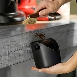 ショック吸収デザイン、取り外し可能なノックバー、滑り止めベース付きの丸いプラスチックエスプレッソノックボックス、簡単なコーヒーグラウンド処分用