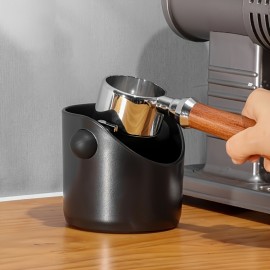 ショック吸収デザイン、取り外し可能なノックバー、滑り止めベース付きの丸いプラスチックエスプレッソノックボックス、簡単なコーヒーグラウンド処分用