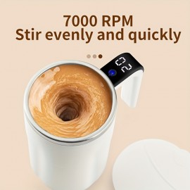 1個 自動撹拌カップ、携帯用304ステンレス製電気コーヒーマグ 温度表示付きUSB充電式バッテリー200mAhABS素材 簡単持ち運び・洗浄可能 家庭＆オフィス使用に最適 ホリデーギフトの理想的な選択