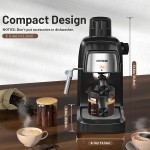 チーフトロニク 3.5 バー エスプレッソ & カプチーノ マシン ミルク フローター付き - 800 ワット、4 カップ ポータブル コーヒーメーカー ラテ & カプチーノ、ブラック ABS デザイン、米国プラグ、コーヒー愛好家に最適なギフト、コーヒーメーカー エスプレッソ メーカー