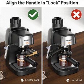 チーフトロニク 3.5 バー エスプレッソ & カプチーノ マシン ミルク フローター付き - 800 ワット、4 カップ ポータブル コーヒーメーカー ラテ & カプチーノ、ブラック ABS デザイン、米国プラグ、コーヒー愛好家に最適なギフト、コーヒーメーカー エスプレッソ メーカー