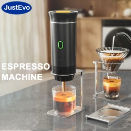 JustEvo スマート温度制御、高速抽出、大容量カプセル対応の3-in-1電動エスプレッソメーカー（カプセル、粉末コーヒー、ポッドに対応）– 車内、オフィス、キャンプ、ハイキングに最適