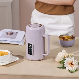 1個 スリーク＆モダン ポータブルヘルスポット - 500W 電気セラミックライニング調理器、デジタルコントロール、静音防漏設計、茶、スープ、ご飯、麺類用 - 旅行に最適、12時間タイマー、温度調節、USプラグ