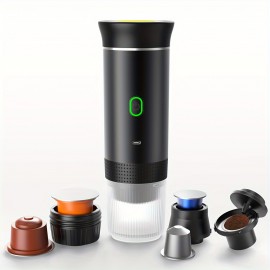 ポータブル自動イタリアエスプレッソキャプスルコーヒーメーカー - USB充電式、72時間のバッテリー寿命、旅行、家庭、車での使用に適したコンパクトなデザイン、コーヒーメーカーアクセサリー