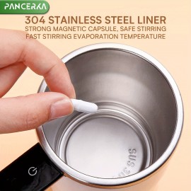 PANCERKA 充電式自己撹拌コーヒーマグ 温度表示付き - USB充電、ミルク、チョコレート、モカ用密閉トラベルタンブラー