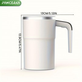 PANCERKA 充電式自己撹拌コーヒーマグ 温度表示付き - USB充電、ミルク、チョコレート、モカ用密閉トラベルタンブラー