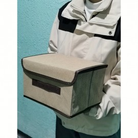 蓋付き折りたたみ収納ボックス - 防塵ポリアミド模造リネン衣類・雑貨オーガナイザー
