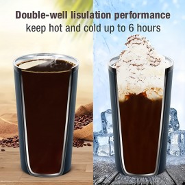 17オンス断熱ステンレス製コーヒーマグ、漏れ防止真空カップ、インテリジェント温度表示付き、グリーン - アウトドアおよび車内使用に便利、冷却カップ
