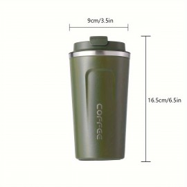 17オンス断熱ステンレス製コーヒーマグ、漏れ防止真空カップ、インテリジェント温度表示付き、グリーン - アウトドアおよび車内使用に便利、冷却カップ