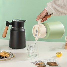 1.5L ステンレス製断熱カラフェ - 二重壁真空断熱ポット、コーヒーディスペンサー、オフィス用ティーフラスク、保温、無充電、電池不要